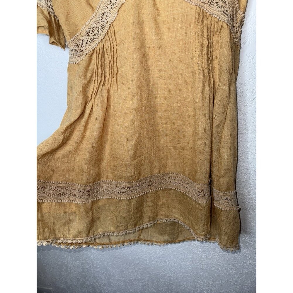 Princess Polly Boho Crochet Babydoll Dress Women Size 2 Darling Mustard Yellow R - Picture 8 of 12